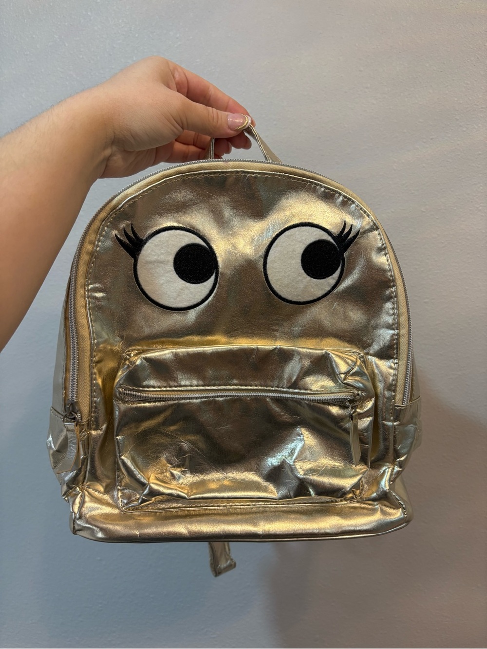 Source Unknown Metallic Gold Eye Patch Mini Backpack